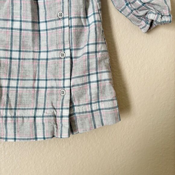 Baby Gap Dress Girls 3 - 6 months Grey Tartan pattern long sleeve button casual - Picture 2 of 8